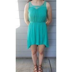 Aqua high-low dress